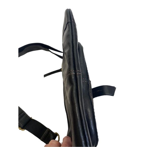 Vintage Fossil Sasha Black Leather Top Zip Crossbody Bag - Picture 3 of 8